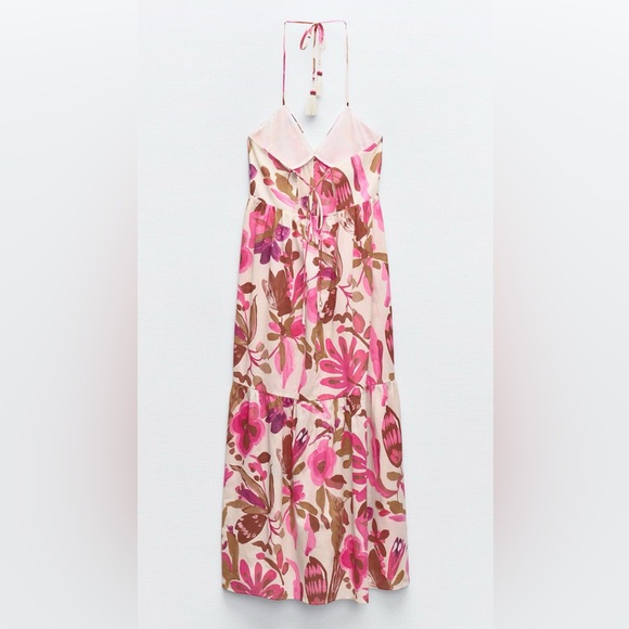 NWT zara long print dress size small multicolored - Picture 3 of 7